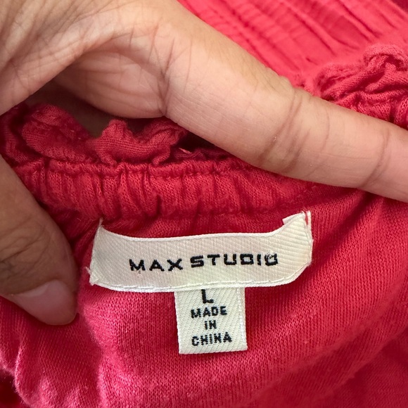 Max Studio Red Ruffled Smocked Maxi Dress Size Large - Picture 4 of 5